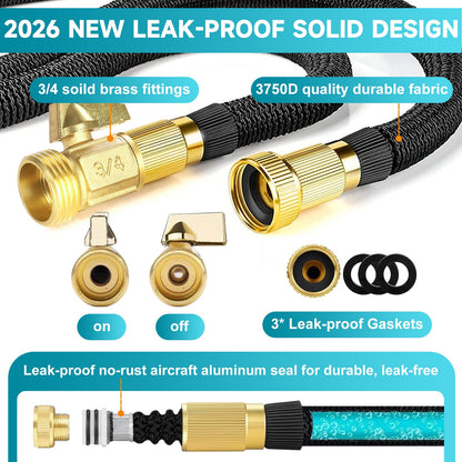 Expandable Garden Hose 50FT, Kink Free Flexible Water Hose with 10 Function Sprayer Nozzle 3-Layers Latex Yard Leak Proof, Lightweight Expending Hose with Convenient Storage