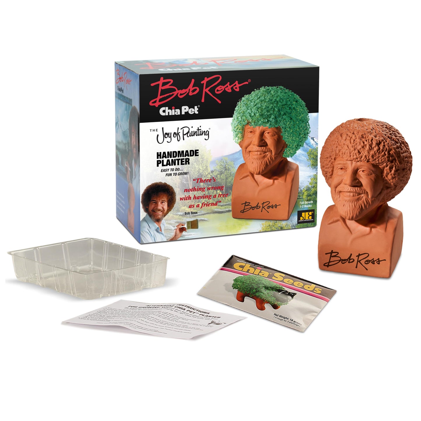 Chia Pet Bob Ross, The Joy of Painting, Decorative Pottery Planter, Easy to Do and Fun to Grow, Novelty Gift, Perfect for Any Occasion