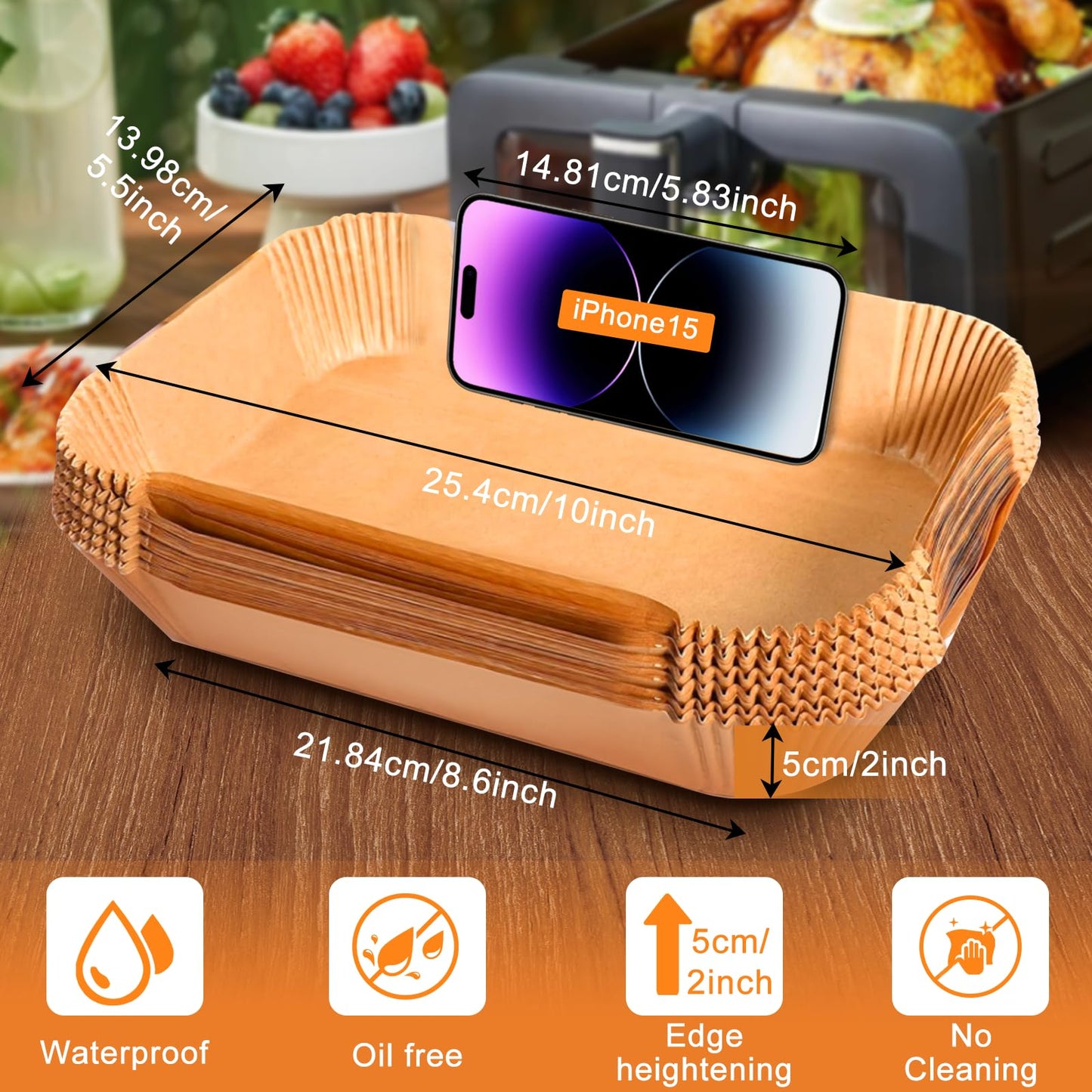 200PCS Air Fryer Liners for Ninja: Higher Non-Stick Disposable Parchment Paper Liner for Ninja DZ201/DZ401 Dual Airfryer Baking - Food Grade Ninja Air Fryer Accessories - Rectangle 8.6 x 5.5 inch