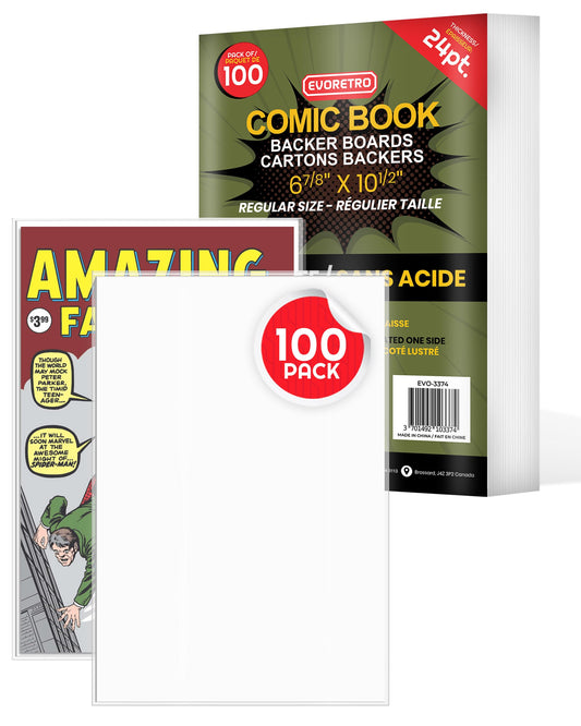 Comic Book Boards - Backboard 24PT - Compatible for All DC Comics and Marvel Comics White Boards - Comic Book Storage (Pack of 100) (Regular Comic)