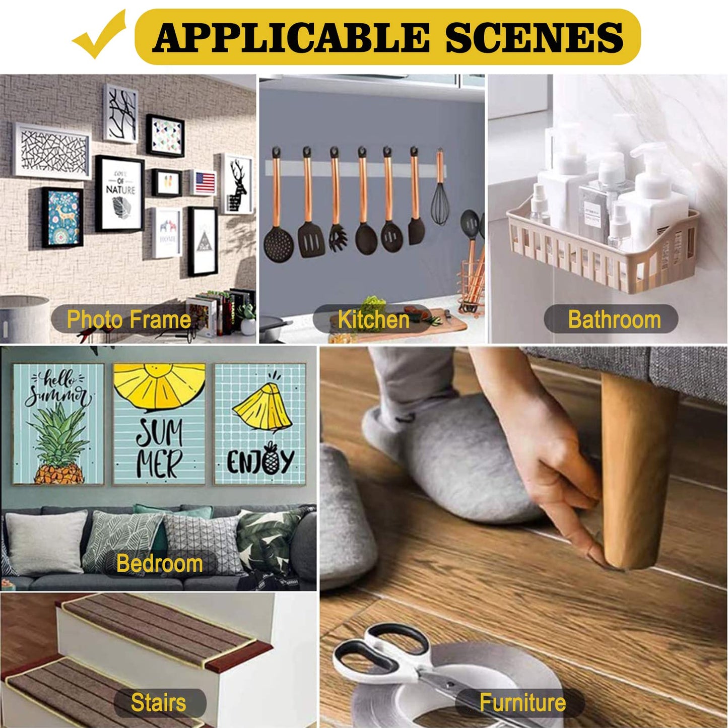 Double Sided Mounting Tape,1.2" x 200",Heavy Duty Removable Nano Adhesive Tape for Walls,Adhesive Strips Strong Sticky Gel Grip Tape,Transparent Poster Tape Wall Tape for Picture Carpet Decoration