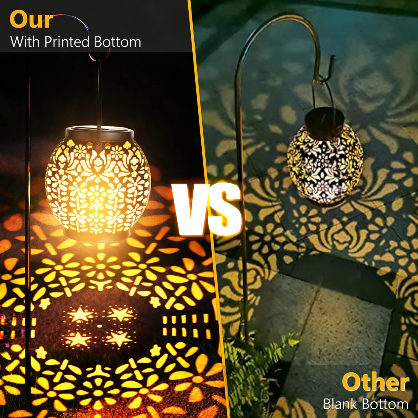 Brizled 2 Pack Outdoor LED Solar Hanging Lantern Lights with Star Projection, Warm White, Waterproof for Garden Patio Courtyard Path