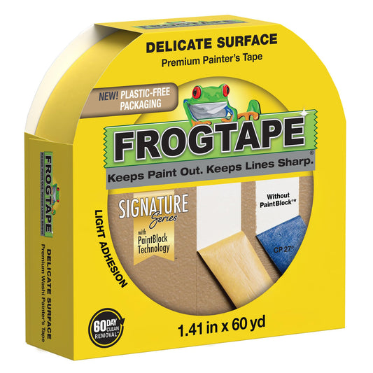 FrogTape 280221 Delicate Surface Painting Tape, Yellow, 1.41-Inch x 60-Yard Roll
