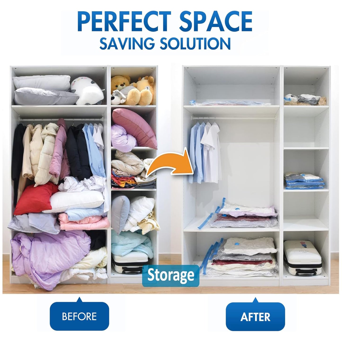 Simple Deluxe 20 Pack Vacuum Storage Bags (4 Jumbo/4 Large/4 Medium/4 Small/4 Roll M) Space Saver Bags, Vacuum Seal Bags with Hand Pump for Comforters, Blankets, Bedding, Pillows and Clothes