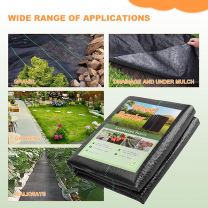 4x50Ft Weed Barrier Landscape Fabric Heavy Duty Ground Cover Fabric Block, 3.2oz Gardening Fabric Mat Garden Cloth Felt for Flower Bed, Patio, Orchard, Playground