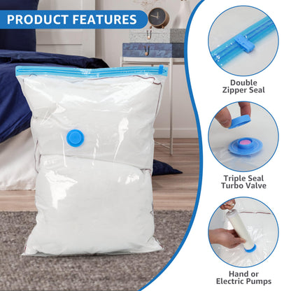 Simple Deluxe 20 Pack Vacuum Storage Bags (4 Jumbo/4 Large/4 Medium/4 Small/4 Roll M) Space Saver Bags, Vacuum Seal Bags with Hand Pump for Comforters, Blankets, Bedding, Pillows and Clothes