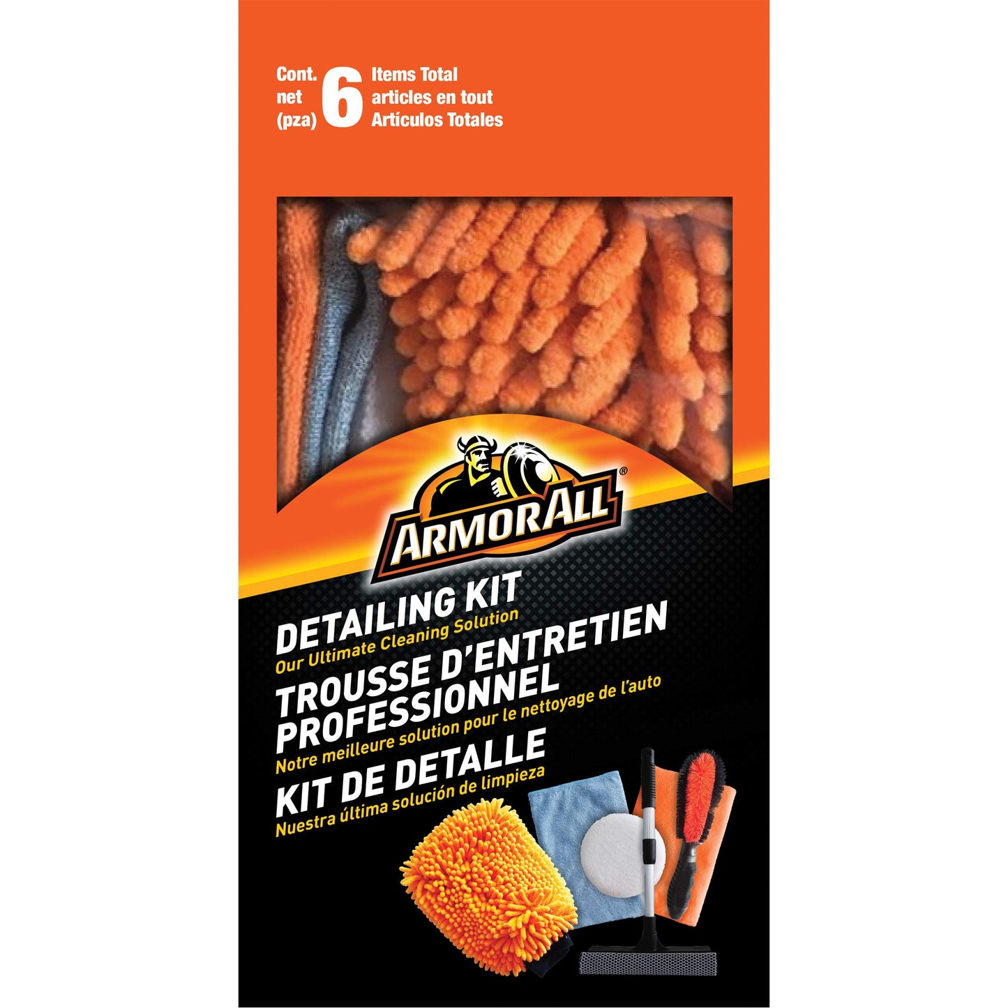 Armor All 18842 6 Piece Detailing Kit, Orange/Black, Size 1