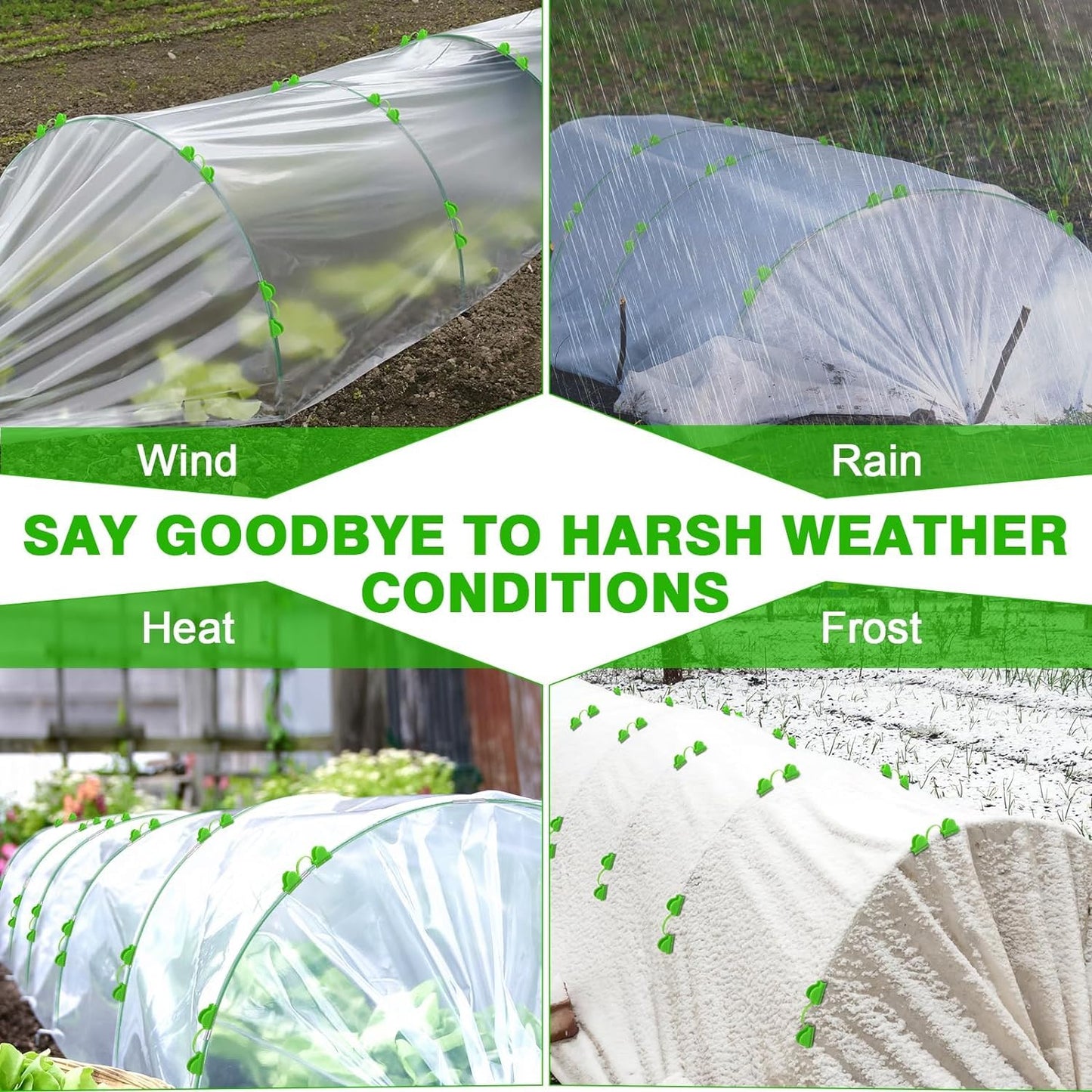 Greenhouse Hoops for Raised Beds, 36pcs 8ft Garden Hoops Tunnel for Row Cover Netting, Bendable Plant Cover Gardening Support Frame Kit, Fiberglass Garden Rods Supplies for Raised Beds, 24pcs Clips