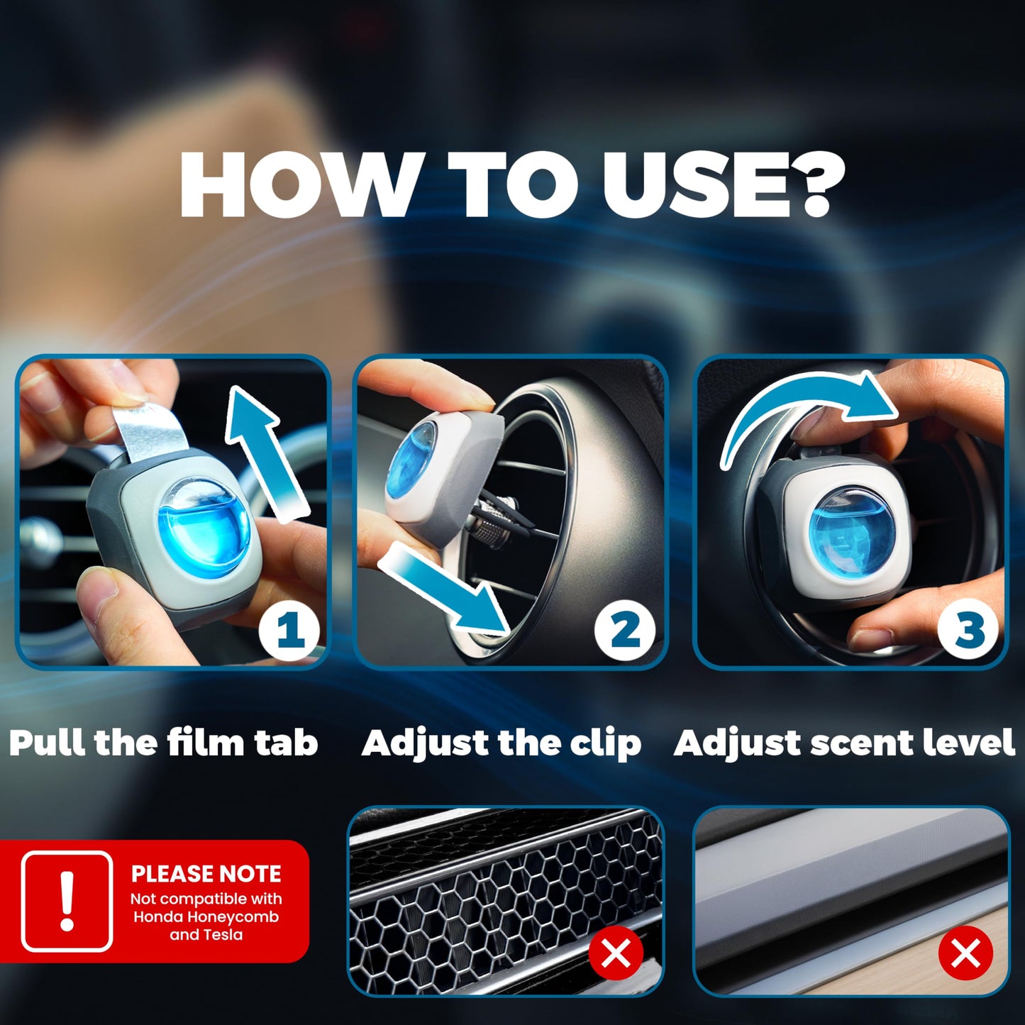 Air Jungles New Car Scent Car Air Freshener Clip, 6 Car Freshener Vent Clips, 4ml Each, Long Lasting Air Freshener for Car, Up to 180 Days Car Refresher Odor Eliminator