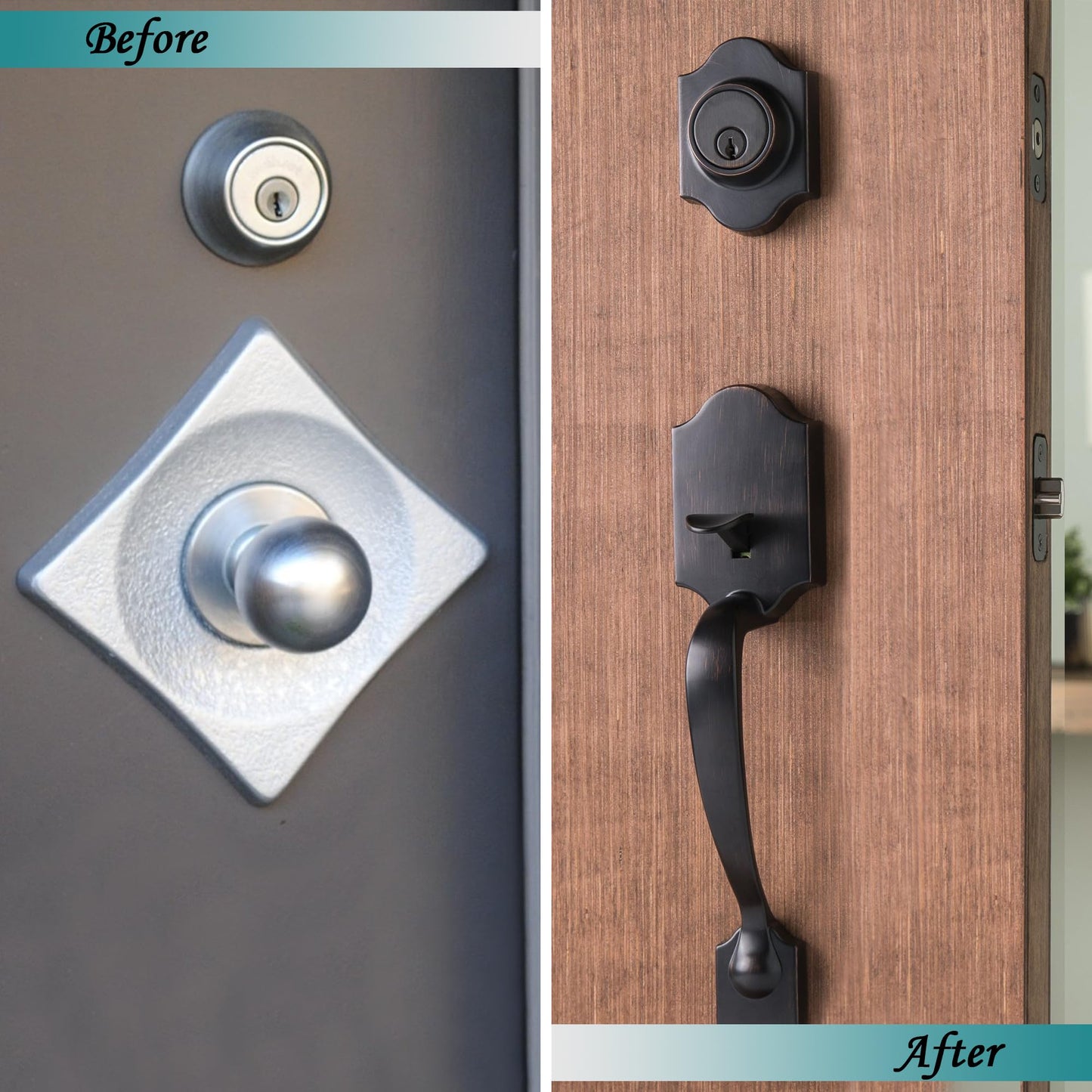 MaxxGeek 5-Inch Backset Entry Door Latch Fit Standard Knobset, 90° Square Interface with Square Corner Faceplate, Requires a 2-1/8" Cross Bore & 1" Edge Bore, Non-Handed, Polished Brass
