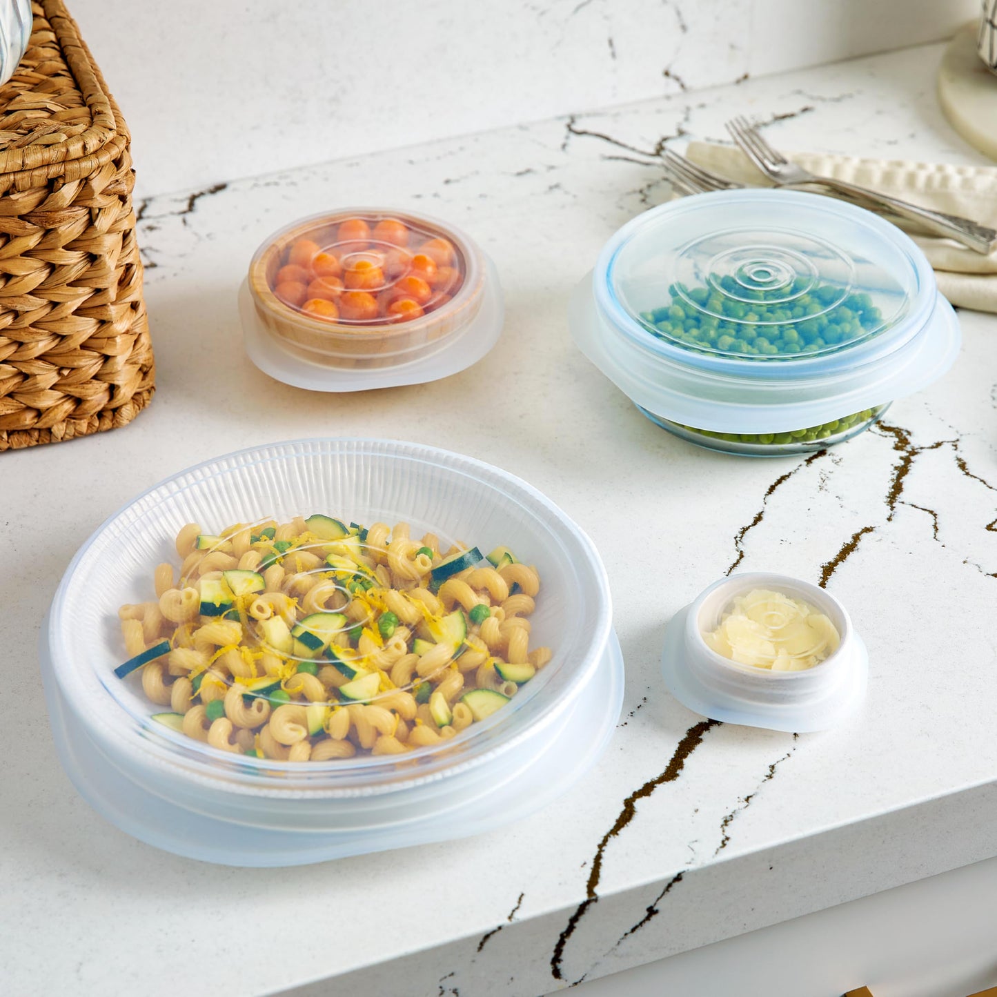 Stasher Premium Reusable Silicone Stretch Lids 3-Pack Box - Large, Clear, 9” Lids, Airtight Seal, Food Container Covers, BPA Free, Leak-Free, Dishwasher Safe, Microwave Safe, Eco-Friendly