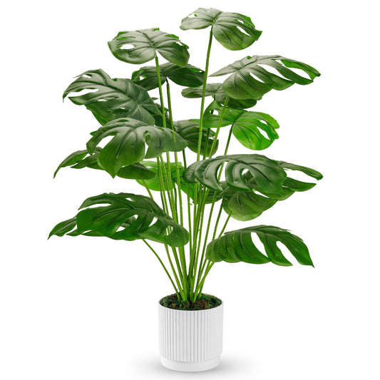 Der Rose 28" Fake Plants Large Artificial Monstera Faux Plants Tall for Outdoor Living Room Floor Front Porch Tree Decor Indoor