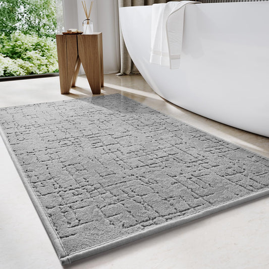 TCHDIO Bath Mat Super Absorbent-Quick Dry Bathroom Mat-Extra Soft Machine Washable Bath Mats for Bathroom-Thin Bathroom Rug Fit Under Door-Rubber Backing Bath Mat Non Slip in Front of Shower,Bathtub