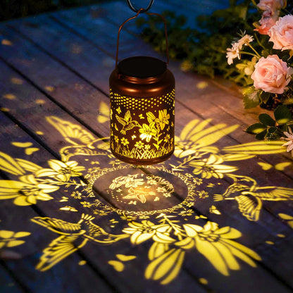 Hummingbird Solar Lanterns Outdoor Garden Decor, Waterproof Solar Lights Outdoor, Hanging Metal LED Patio Lights Garden Decoration Gift for Backyard, Yard, Landscape, Lawn, Pathway. Gifts for Woman.