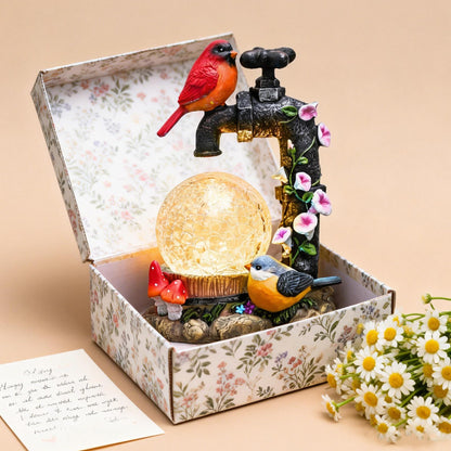 TERESA'S COLLECTIONS Garden Decor, Cardinal Garden Decor, Cute Cardinal and Faucet and Solar Light Glass Ball, Waterproof Resin Garden Statues, Birds Decor Gifts, Birthday Gifts for Women Mom, 6"
