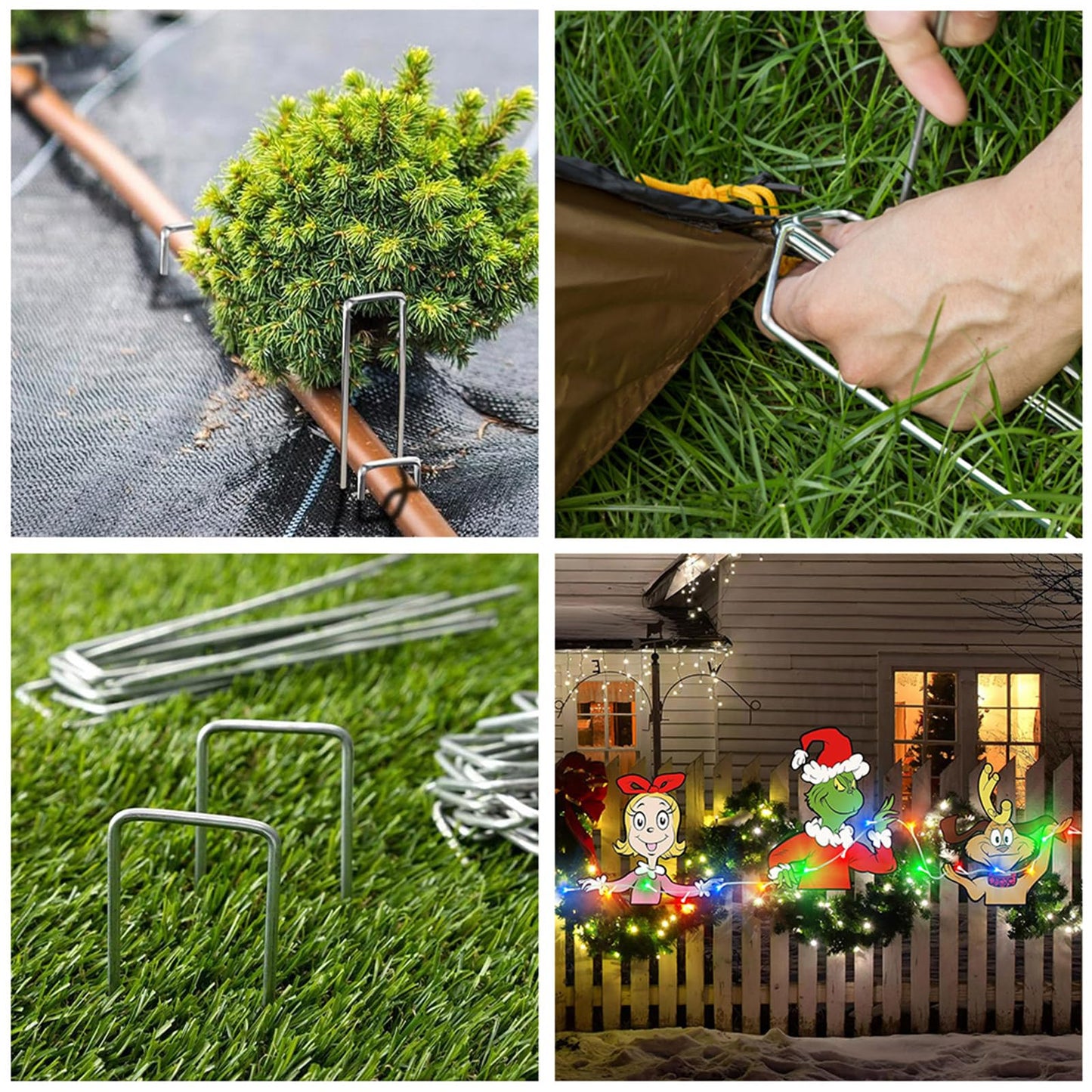 200 Pack Landscape Staples, Galvanized Garden Stake, U-Shaped Weed Barrier Stake, Garden Staples for Weed Barrier Stake, Landscape Fabric Stakes, Soaker Hose Stakes