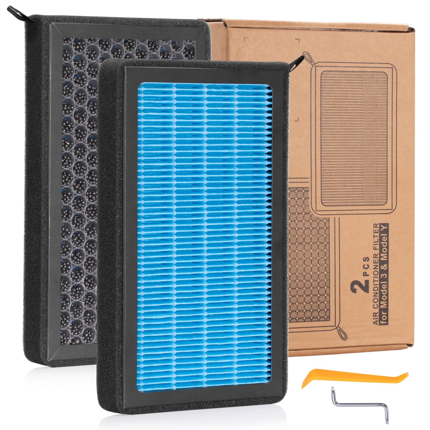 Spurtar HEPA Air Filter for Tesla Model 3 Model Y 2016-2025, 2 Pack Cabin Air Filter Replacement with Activated Carbon for Tesla