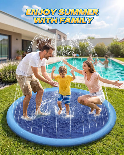 Raxurt Dog Pool, 67in Anti-Slip Splash Pad for Dogs Kids 0.58mm Thickened Durable Portable Swimming Pool for Pet Toddler Boys Girls Summer Outdoor Water Toys, Blue 67in