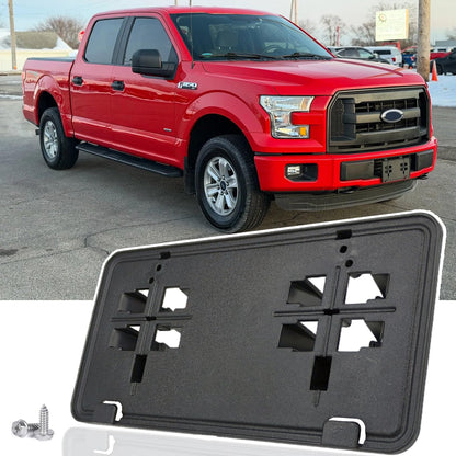 Front License Plate Frame for 2015 2016 2017 Ford F150 2.7L 3.0L 3.5L NO Drill Front Bumper License Plate Holder Mounting Bracket Replace # FL3Z-17A385-B FO1068166 F-150 Accessories