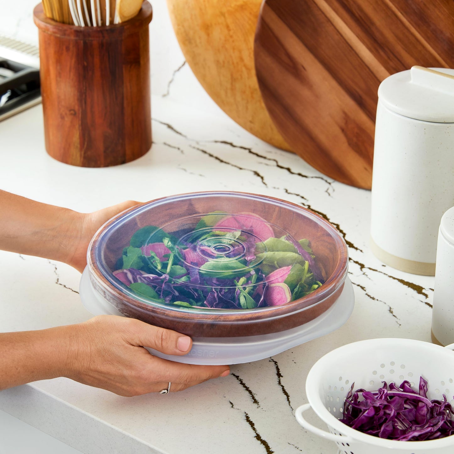 Stasher Premium Reusable Silicone Stretch Lids 3-Pack Box - Large, Clear, 9” Lids, Airtight Seal, Food Container Covers, BPA Free, Leak-Free, Dishwasher Safe, Microwave Safe, Eco-Friendly