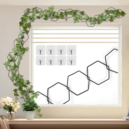 24 Pcs Chain Trellis for Climbing Plants, 120 in Long Metal Plant Trellis Indoor Outdoor, Garden Wall Vine Support Trellis, Plant Accessories for Ivy, Peonies, Hexagonal Design Black
