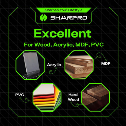 SHARPRO 90 Degree V-bit 1/4 Inch Shank Carbide Chamfer End Mill 2 Flute CNC V-Groove Router Bit for Engraving and Chamfering Lettering, Ideal for Wood, Plywood, MDF, PVC and Acrylic