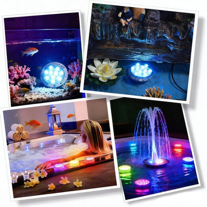 Submersible LED Lights with Remote, 16 Colors 4 Modes Battery Powered Color Changing Underwater LED Pool Lights for Pool Pond and Camping Bucket (4 Packs)