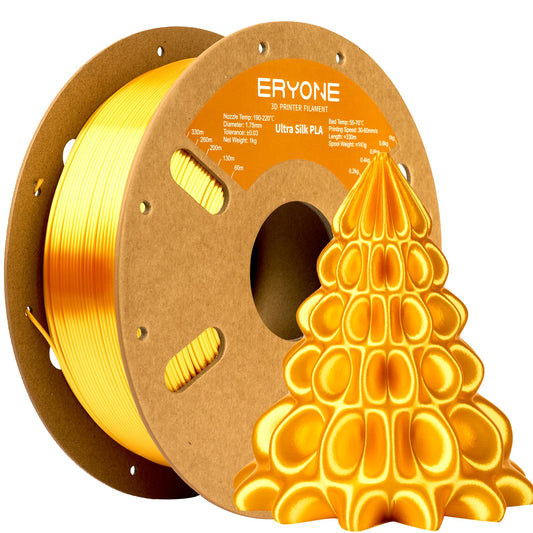 ERYONE Ultra Silk PLA Filament 3D Printer 1.75, Shiny Filament PLA +/-0.03mm 1KG Spool, Gold