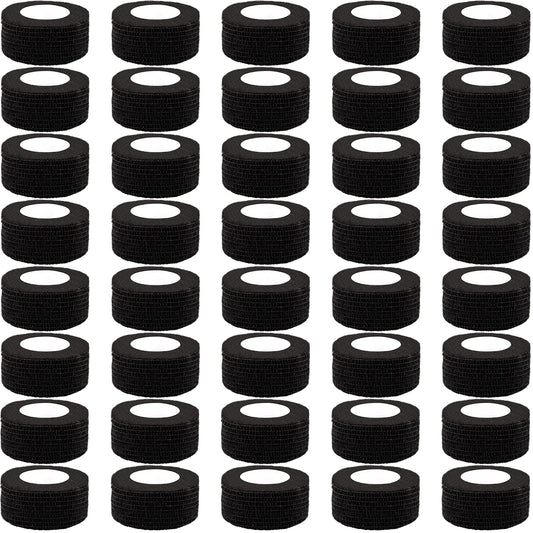 BQTQ 40 Rolls Self Adhesive Bandage 1 Inch Black Athletic Tape Cohesive Wrap Breathable Stretch Wrap Roll Sports Wrap Tape for Wrist Ankle Swelling Sprains