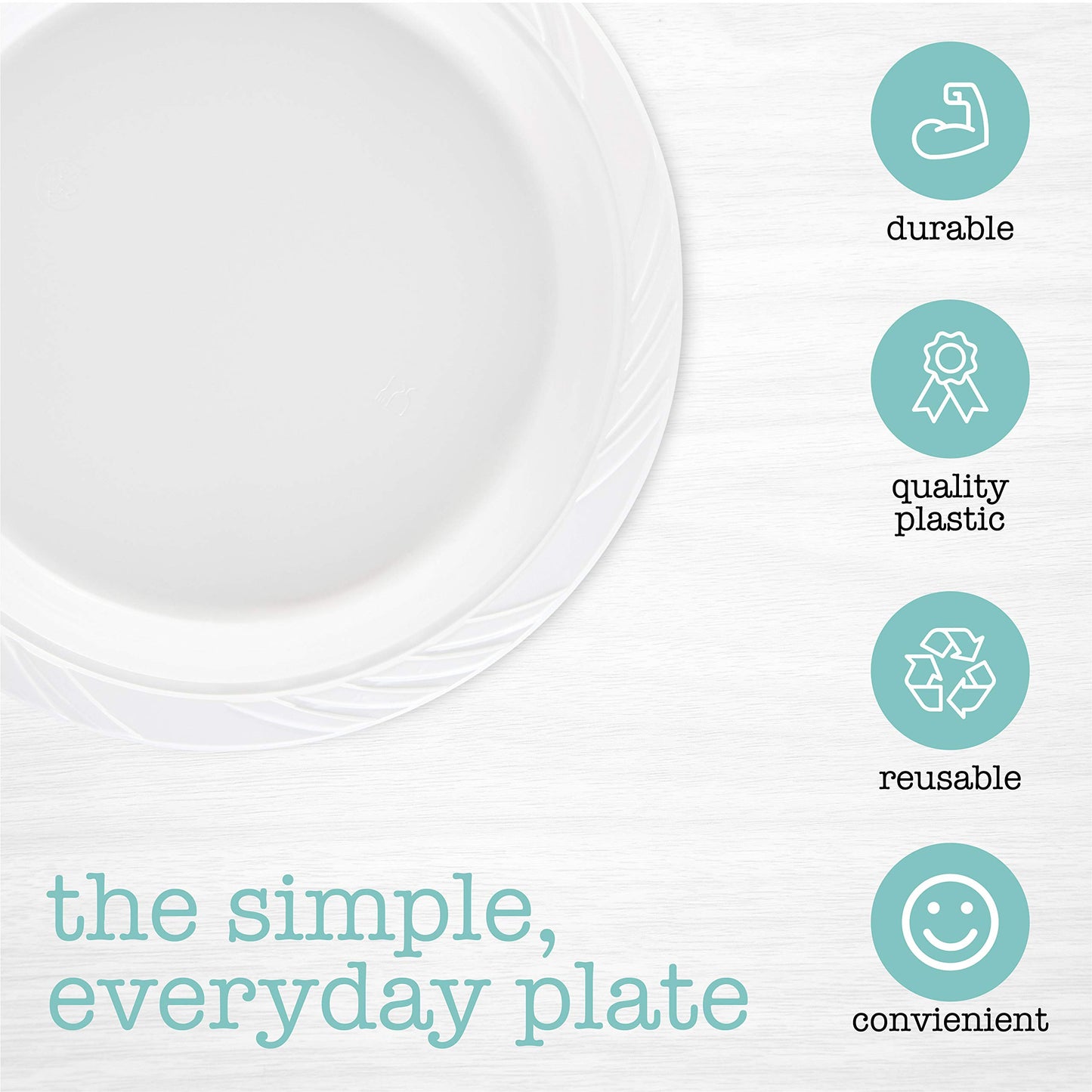 100 Count Disposable 9 Inch White Plastic Dinner Plates large