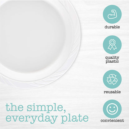 100 Count Disposable 9 Inch White Plastic Dinner Plates large