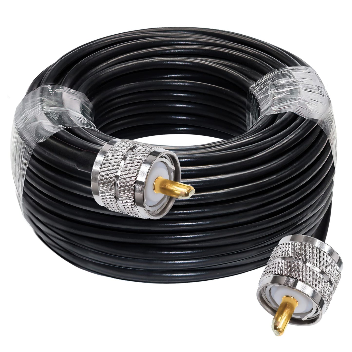 PL259 Cable RG58 CB Radio Cable PL259 Jumper 65.6ft (20M) SO239 UHF Male to Male Extension Low Loss RF Black Coaxial for Two Way RadioWireless LAN Devices