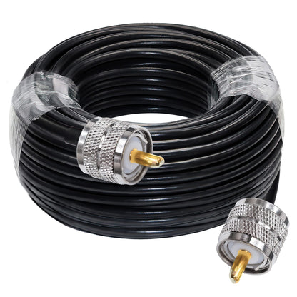 PL259 Cable RG58 CB Radio Cable PL259 Jumper 65.6ft (20M) SO239 UHF Male to Male Extension Low Loss RF Black Coaxial for Two Way RadioWireless LAN Devices