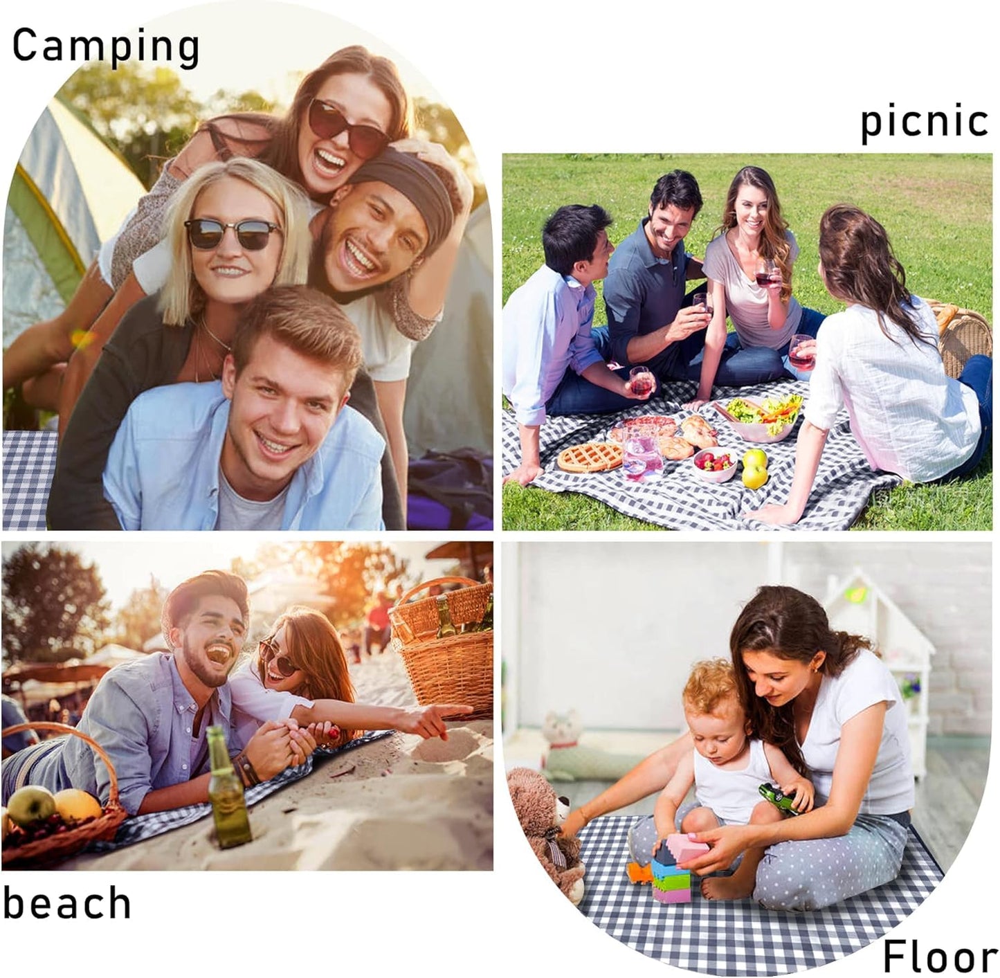 SAMSIER Large Outdoor Picnic Blankets Waterproof Foldable, Beach Blanket Sandproof Portable, Cute Picnic Mat Washable (Navy Blue, 80"×80")