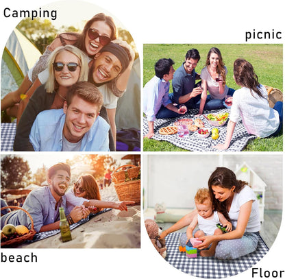 SAMSIER Large Outdoor Picnic Blankets Waterproof Foldable, Beach Blanket Sandproof Portable, Cute Picnic Mat Washable (Navy Blue, 80"×80")