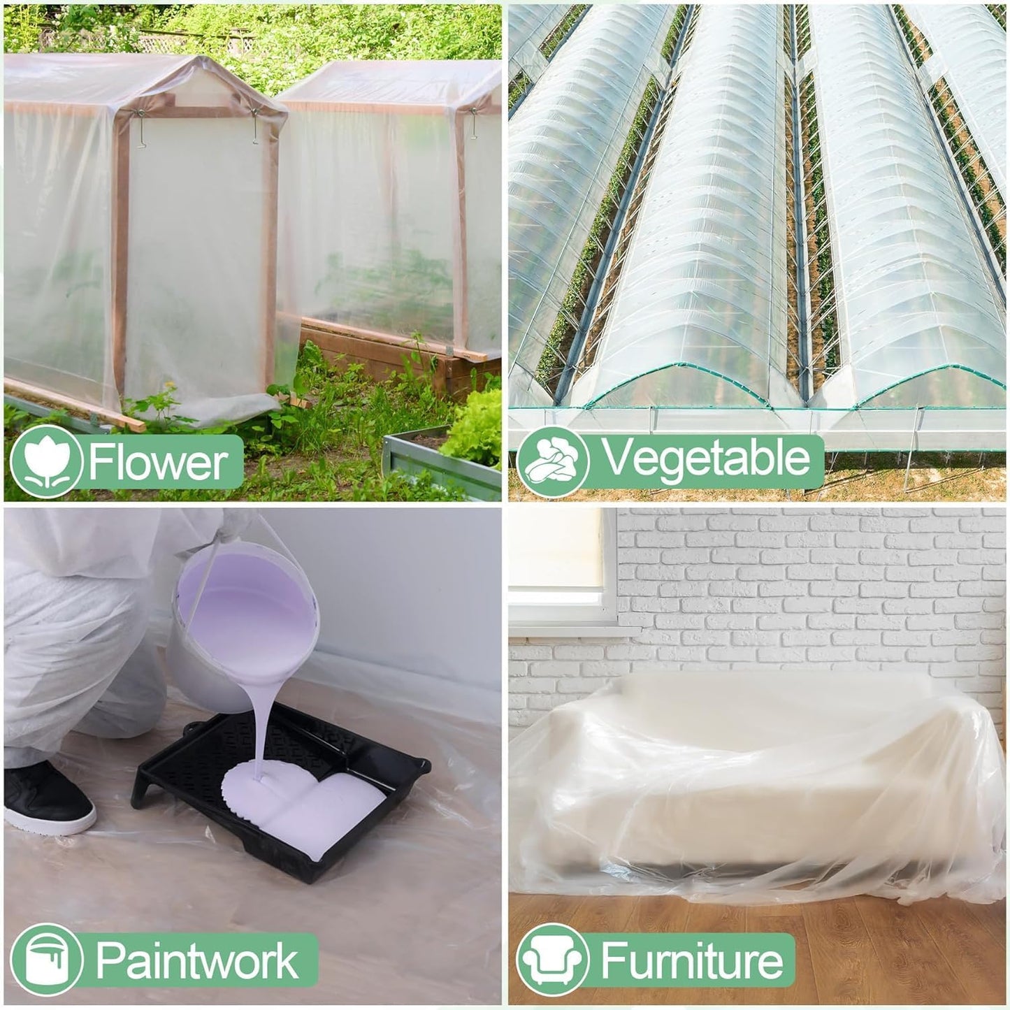 10 x 20 FT Clear Greenhouse Plastic Sheeting, 6 Mil Polyethylene Film Heavy Duty, Water Sun Frost Wind Dust Resistant Winter Hoop House Toughness Plastic Cover for Farming, Gardening, Agriculture,DIY