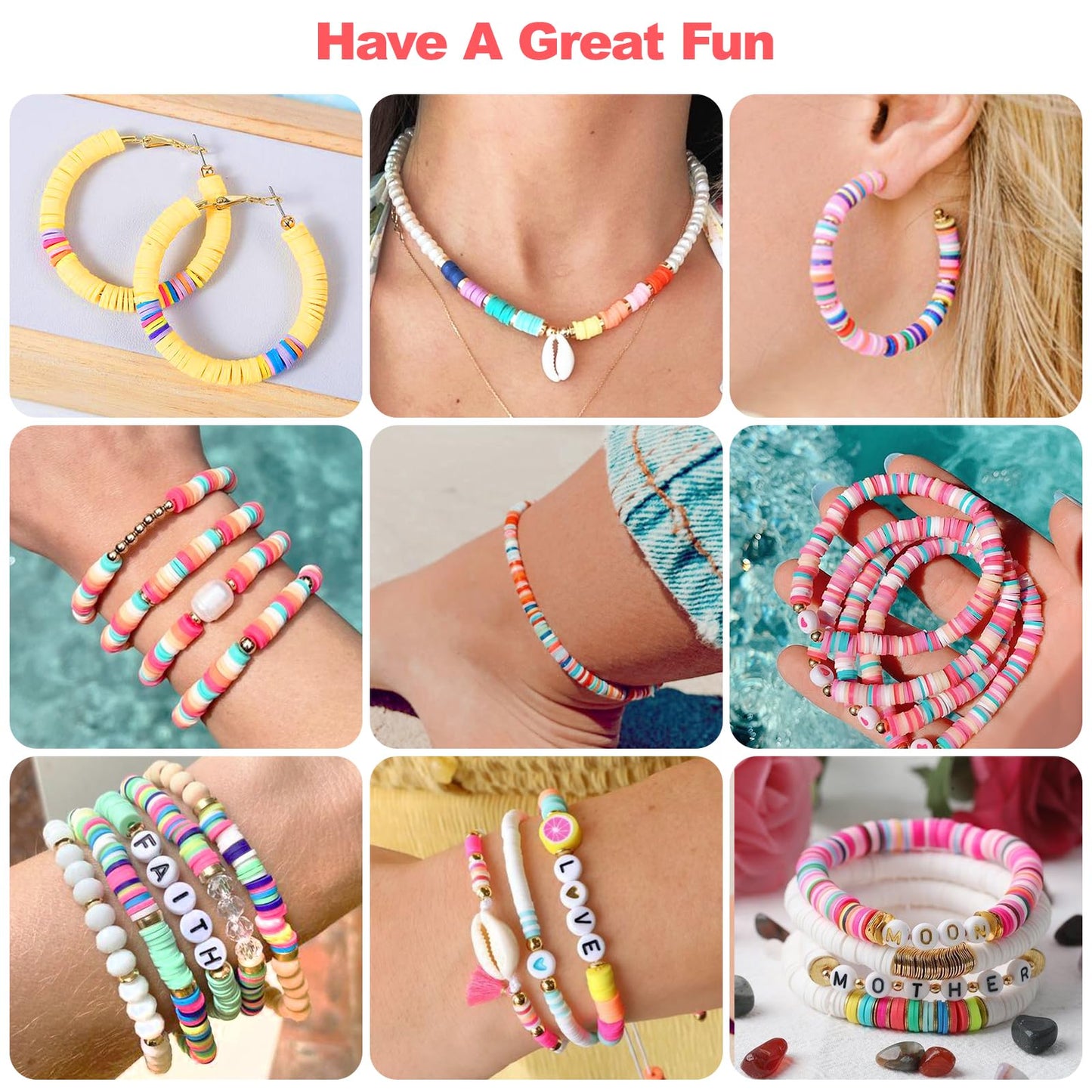 Redtwo 23000 Pcs Clay Beads Bracelet Making Kit, 144 Colors 7 Boxes Friendship Bracelet Kit Flat Polymer Heishi Beads for Jewelry Making, Gifts for Teen Girls Crafts for Girls Ages 6-12