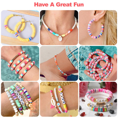 Redtwo 23000 Pcs Clay Beads Bracelet Making Kit, 144 Colors 7 Boxes Friendship Bracelet Kit Flat Polymer Heishi Beads for Jewelry Making, Gifts for Teen Girls Crafts for Girls Ages 6-12