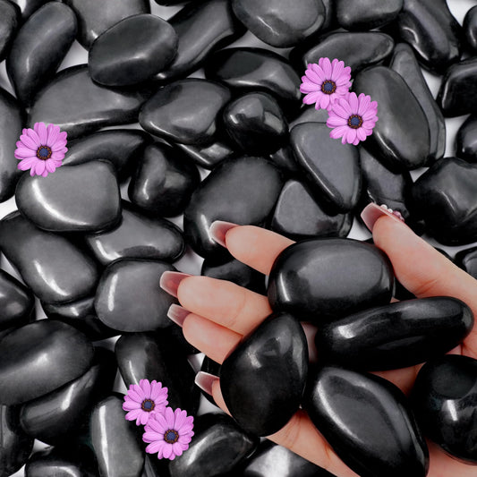 NUPICK 6lb River Rocks for Plants Indoor, 1-2Inch Black Pebbles for Vases Fillers, Decorative Gravel for Fish Tank, Natural Polished Stones for Succulent, Bonsai, Landscaping, Bird Baths