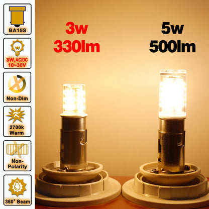 BA15S Led 12V Landscape RV Camper Interior Light Bulbs,1156 1141 2700k Warm White,DC Bayonet Single Contact Base,AC10-24V DC10-30volt Low Voltage BA15S Bulbs for Marine Boat Trailer Lights,5Pack