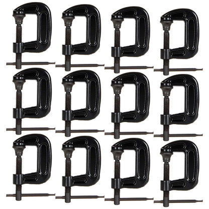 Abuff 1 Inch C-Clamp Set, 12-Pack Quality Iron C Clamps, Clamps for Woodworking, Welding and Building
