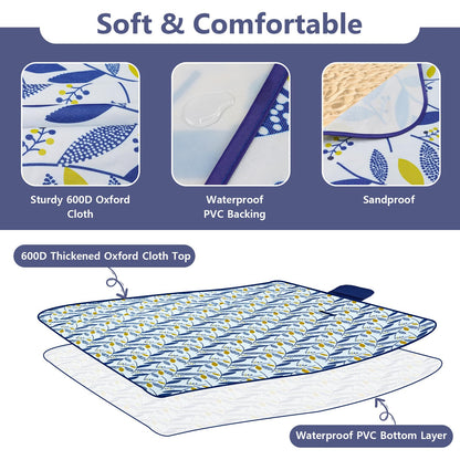Habaylin Picnic Blanket Large, 79"X79" Waterproof Extra Large Beach Blanket, Foldable Picnic Blanket for Hiking, Party, Camping on Grass Sandproof Handy Picnic Mat