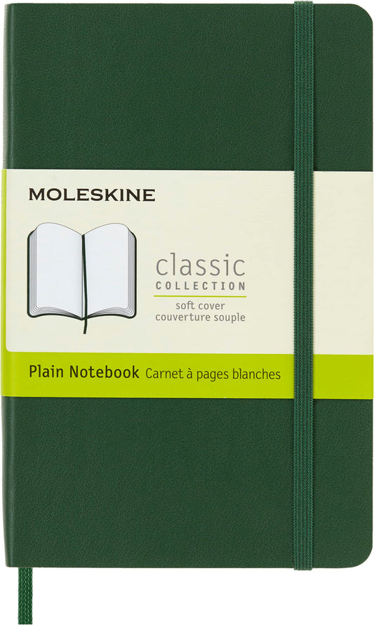 Moleskine Notebook, Pocket, Plain, Myrtle Green, Soft Cover (3.5 x 5.5)
