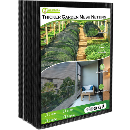 Wohohoho Stronger Garden Insect Mesh Netting, 6.6Ft x 16Ft Nano Black Bird Net Barrier. Mosquito Netting Screen for Patio Balcony Porch Cover, Garden Protection for Vegetables Plants, Shading Rate 33%