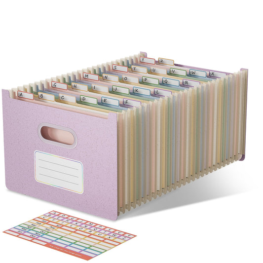 EcoStash 26 Pockets Accordion File Organizer, Wheat Straw File Folders, Upright&Open Top, A-Z Bill Receipt Organizer, 100% BPA Free, Return to Nature, Letter/A4 Size - Lavender Purple
