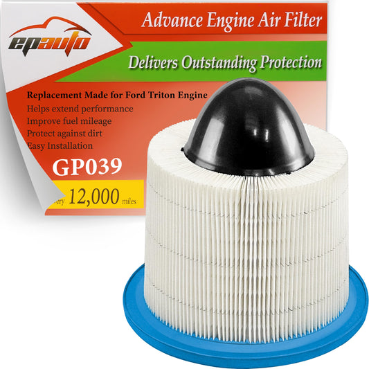 EPAuto GP039 (CA8039) Engine Air Filter Replacement for Ford F-150/F-250/F-350/F-450/F-550, Expedition, E-150/E-250/E-350/E-450/E-550, Econoline, Excursion, F53, Mustang - Fits 1996-2021 Triton Engine