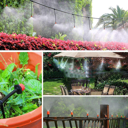 132FT Greenhouse Micro Drip Irrigation Kit, 164PCS Garden Automatic Watering System with 1/4” Blank Distribution Tubing Hose Adjustable Nozzle Emitters Sprinkler for Garden Landscape Flower Bed Patio