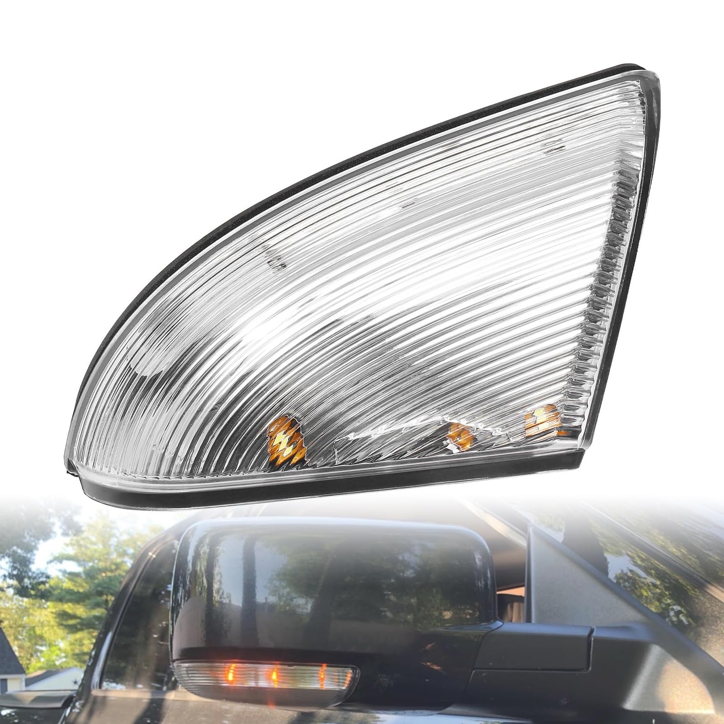 Mirror Turn Signal Light Front Right Passenger Side, Compatible with Dodge 2009-2018 Ram 1500/2010-2018 Ram 2500, LED Puddle Light Lamp Replace# 68064948AA