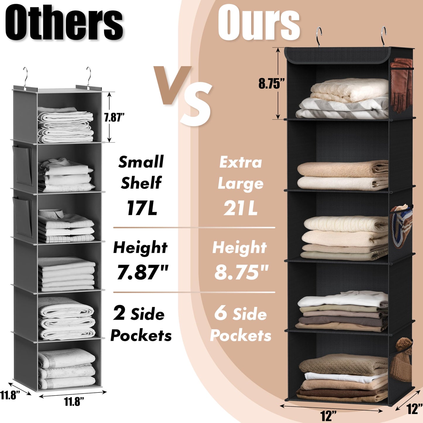Simple Houseware 5 Shelves Hanging Closet Organizer, Black