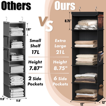 Simple Houseware 5 Shelves Hanging Closet Organizer, Black